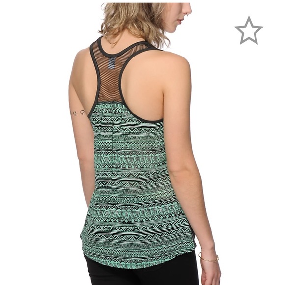 ❤️3x$20 Empyre Celia Black & Mint Tribal Tank Top - Picture 3 of 10